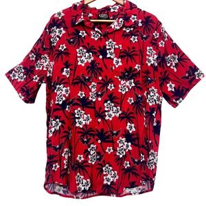 Washington Capitals Logo NHL Hawaiian Button Up Shirt Tropical Red Pocket XL